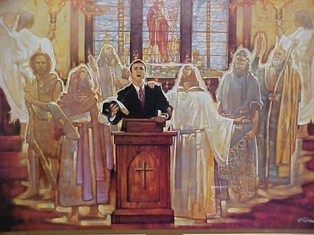 surrounded by saints