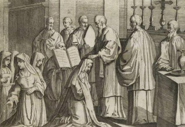 Benedictio Abbatissæ, from a Pontifical dated 1595